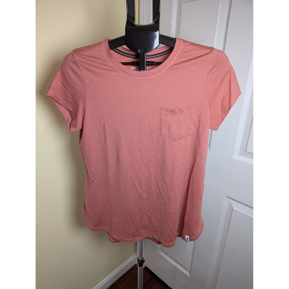 Smartwool 150 Sport Pocket Tee Women Size M Pink Merino Wool Blend Short Sleeve